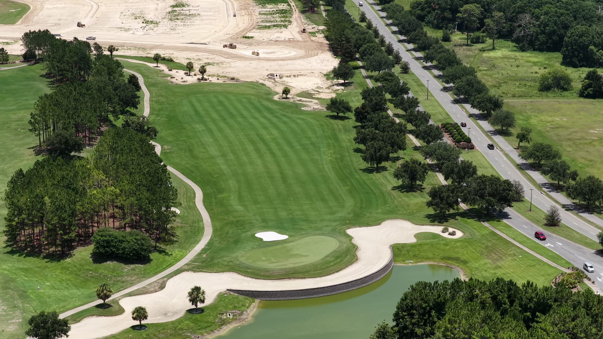 Del Webb Stone Creek golf - Aerial drone shot of a championship golf hole feat