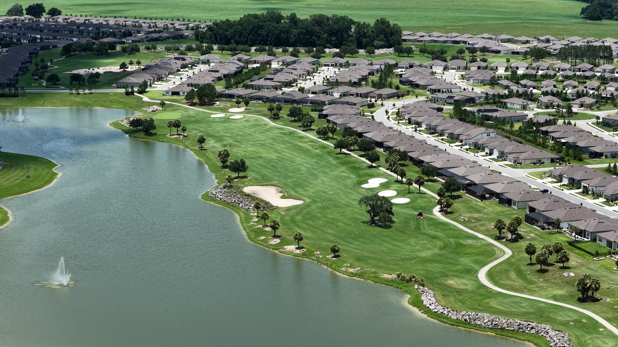 Del Webb Stone Creek golf - Aerial drone shot showcasing a golf course hole al