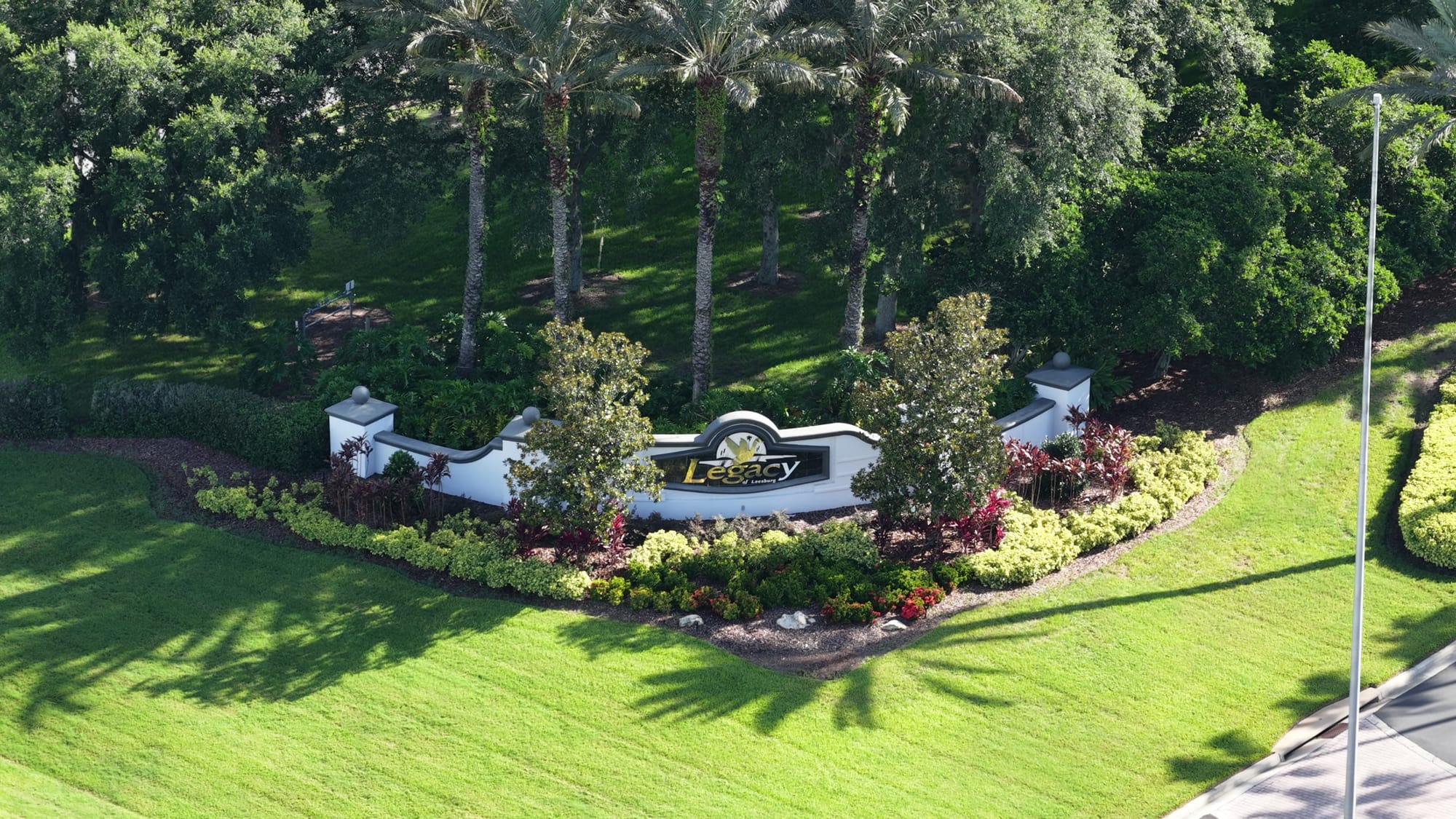 Legacy at Leesburg entrance - Aerial drone shot of the Legacy at Leesburg entran