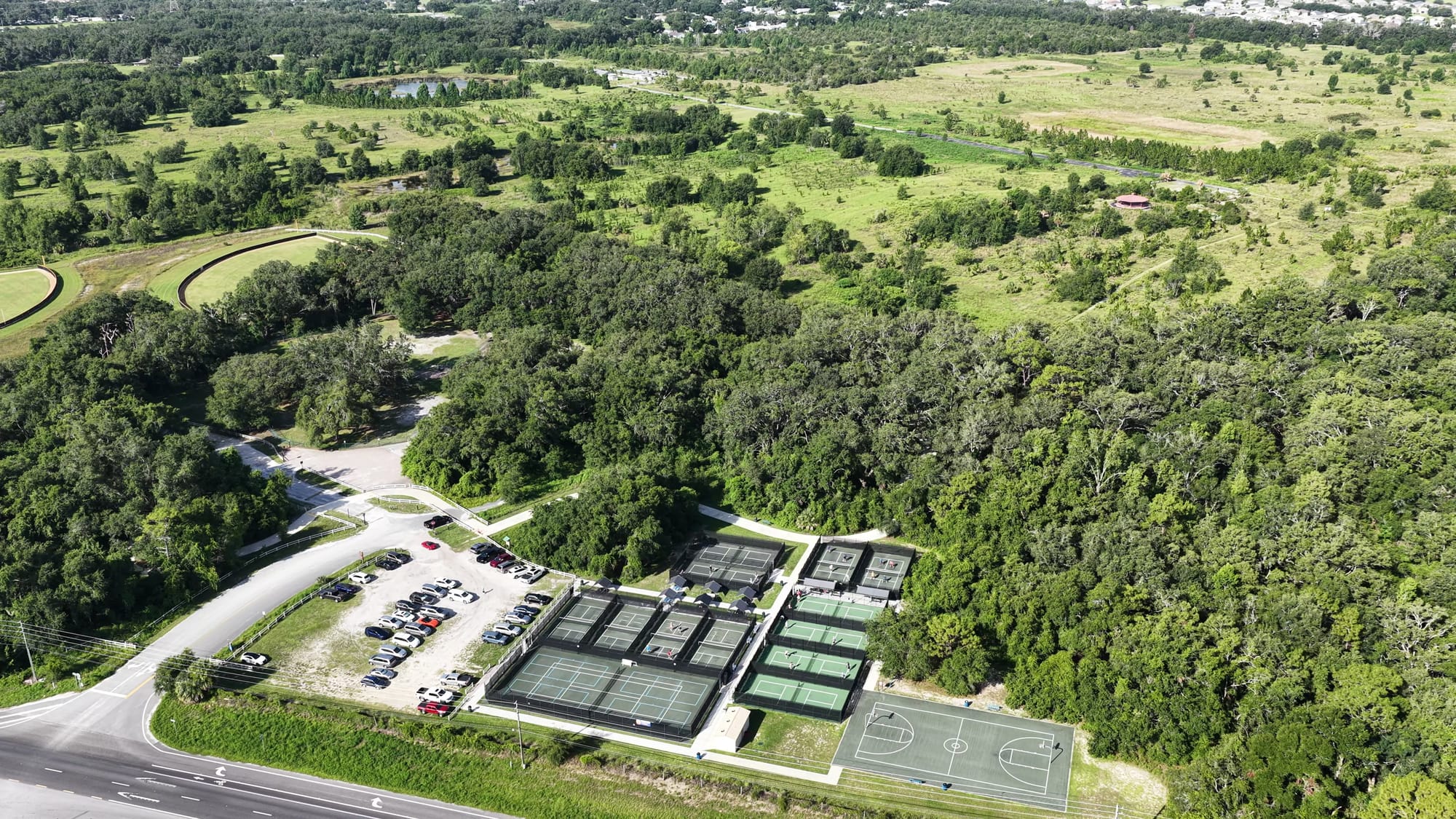 Legacy at Leesburg tennis - Aerial drone shot showcasing multiple tennis and p