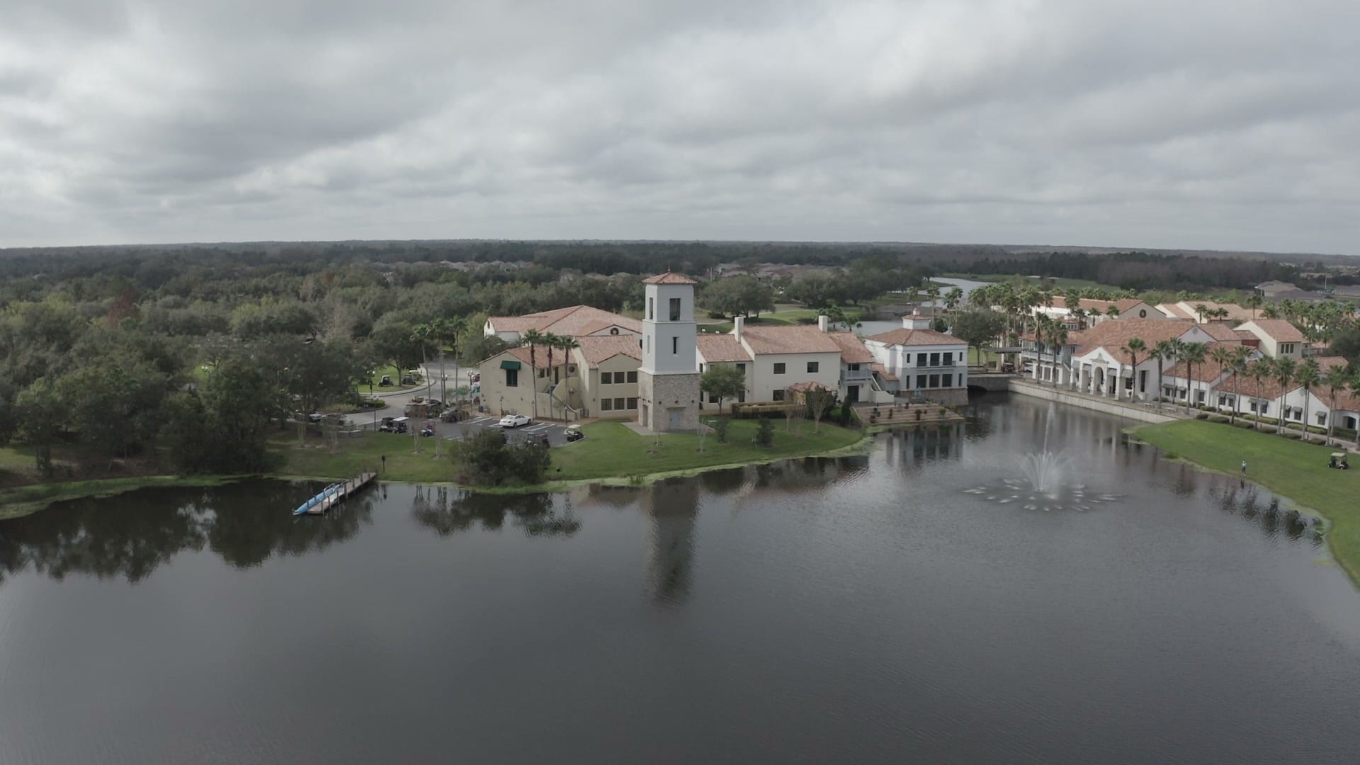 Solivita clubhouse - Aerial drone shot revealing the Solivita clubhouse