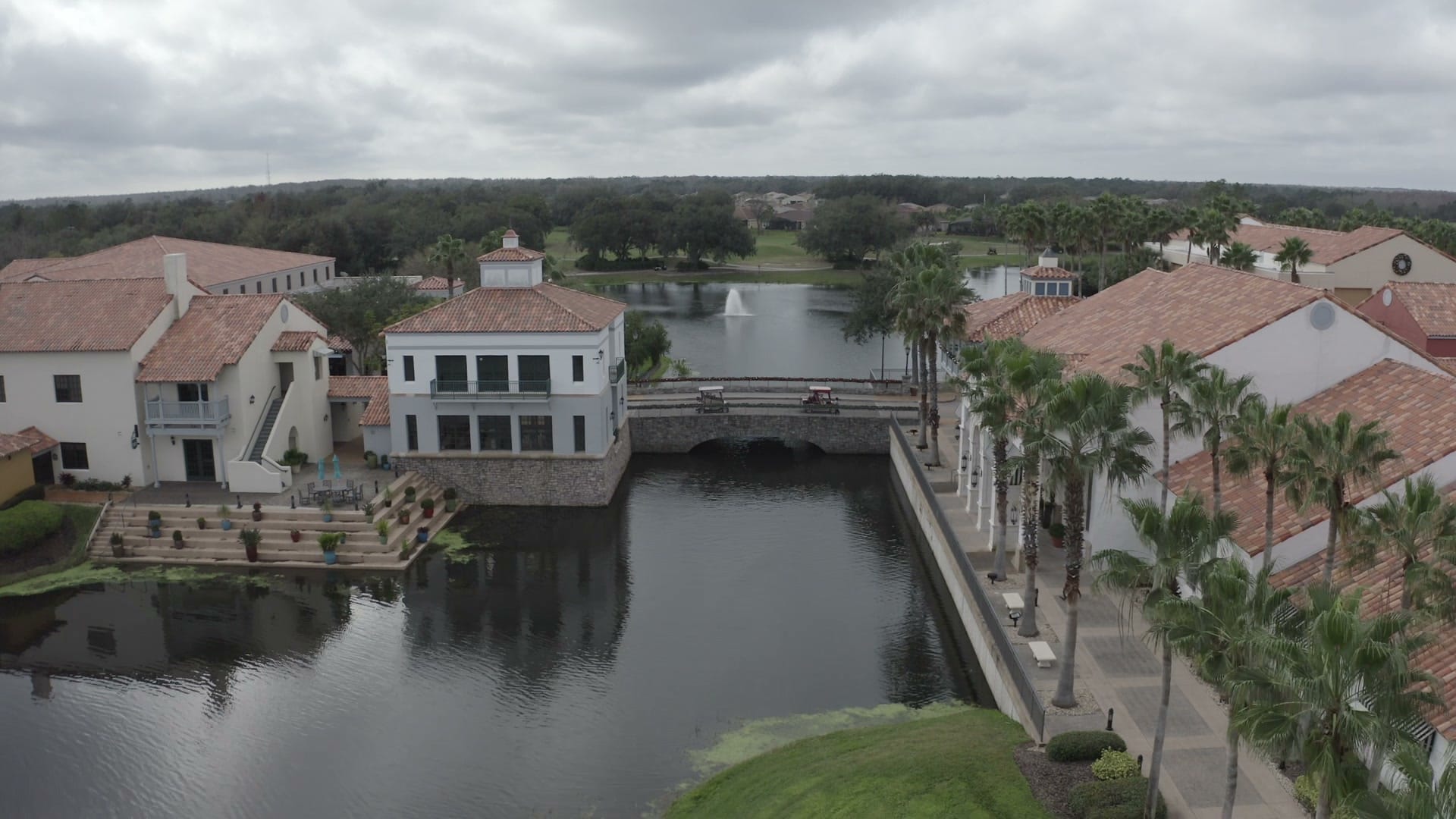 Solivita lake - Aerial drone shot capturing a Mediterranean-style 